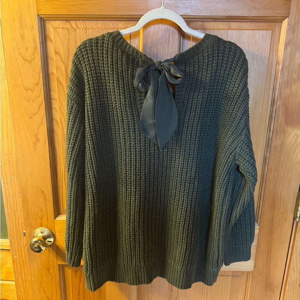 Torrid Olive Cable Knit Sweater - Picture 2 of 4